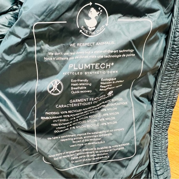 Save the Duck Joan Water Repellent Recycled Nylon Puffer Jacket in Heaven Blue - Picture 12 of 16